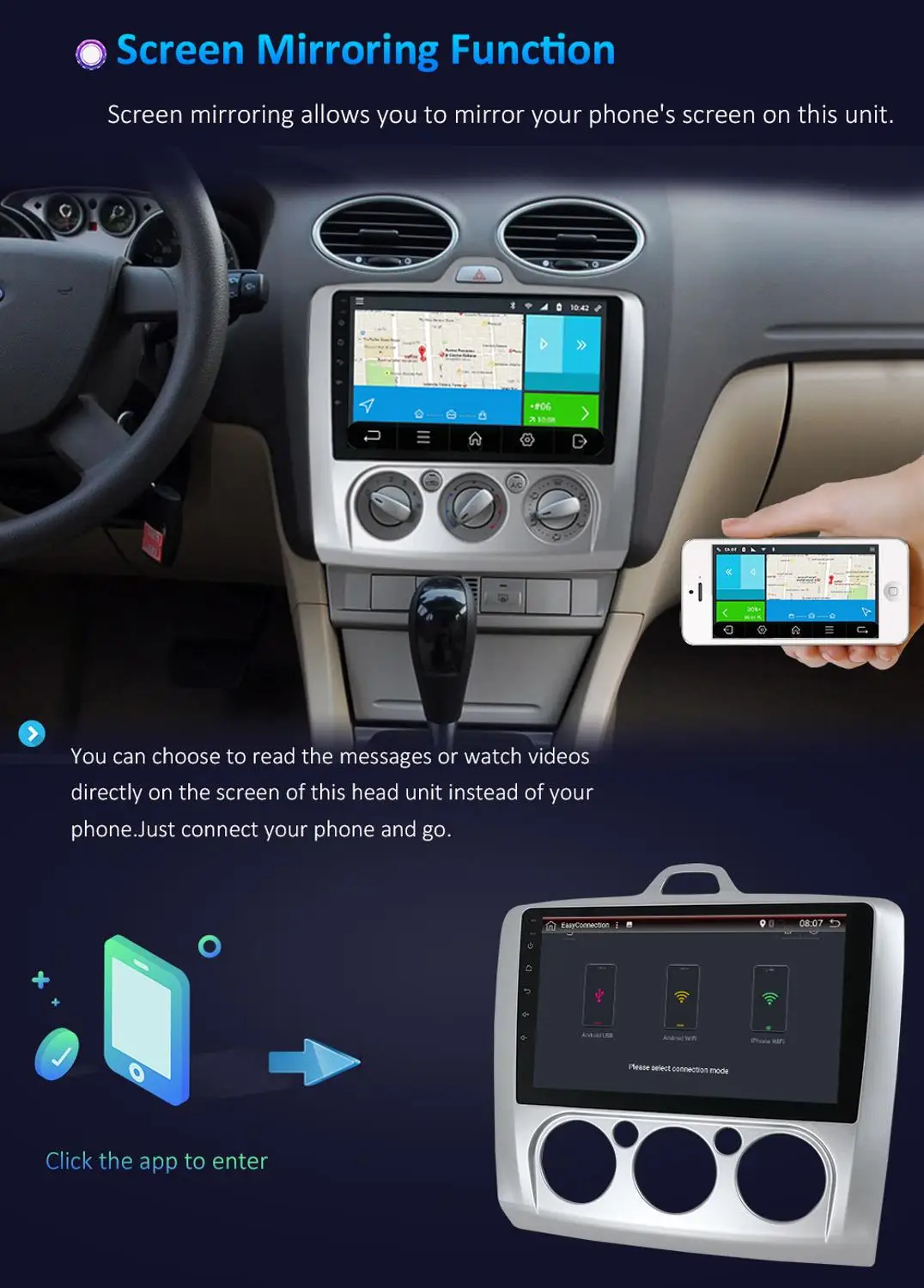 Bosion Android 10 Автомобильный мультимедийный 2din видео плеер навигация gps для ford focus 2 3