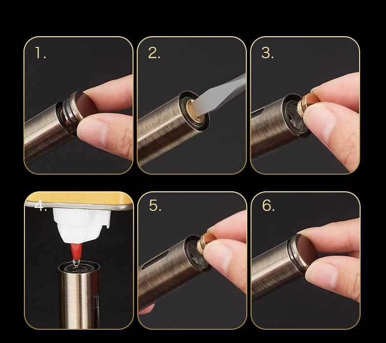 Винтажная цилиндрическая металлическая бензиновая зажигалка наблюдаемая