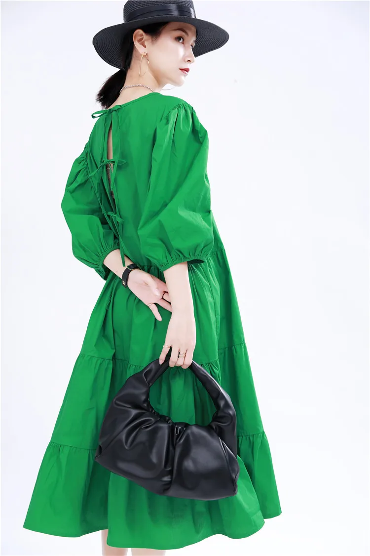 

[EAM] Women New Pu Leather White Pleated Split Joint Personality Accessories Fashion Tide All-match Spring Autumn 2021 1W943