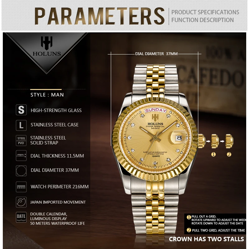 

new100M Waterproof Men Watch Swim full Stainless Steel Business Man Watches Automatic Date Week Gold Men Watch Relogio Masculino