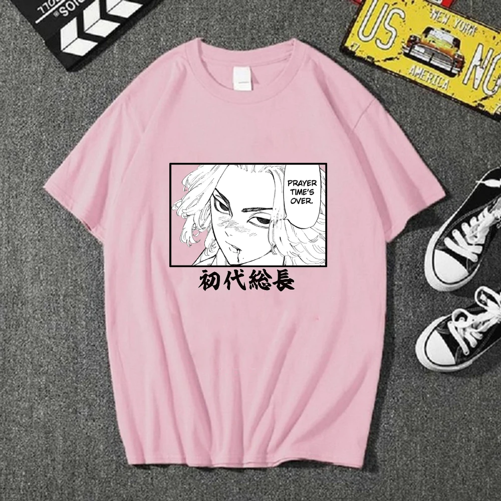 

2021 Summer New Summer Japanese Anime Unisex Loose Round Neck Short Sleeve T-Shirt Fashion Tokyo Avengers Print Oversized Size
