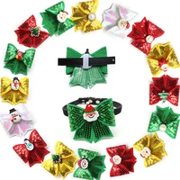 40pcs christmas dog accessories removable dog collars shining pet dog bow tie small dog bowites collar accessories pet supplies