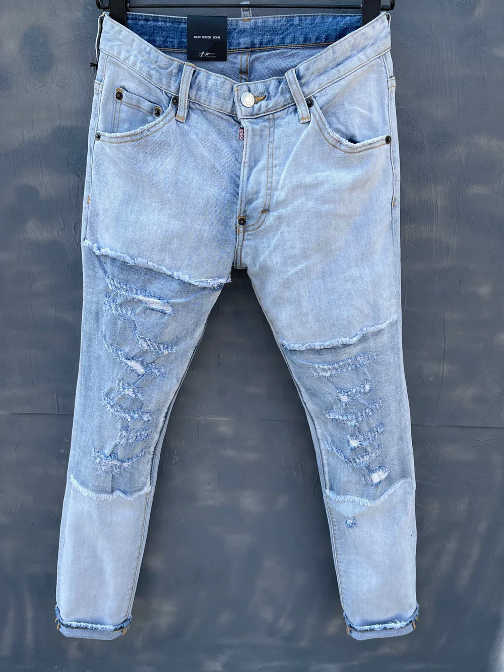 

dsq brand men Italy jeans pants skinny light blue jeans Men Slim Stretch jeans denim trousers blue hole Pants jeans for men 023