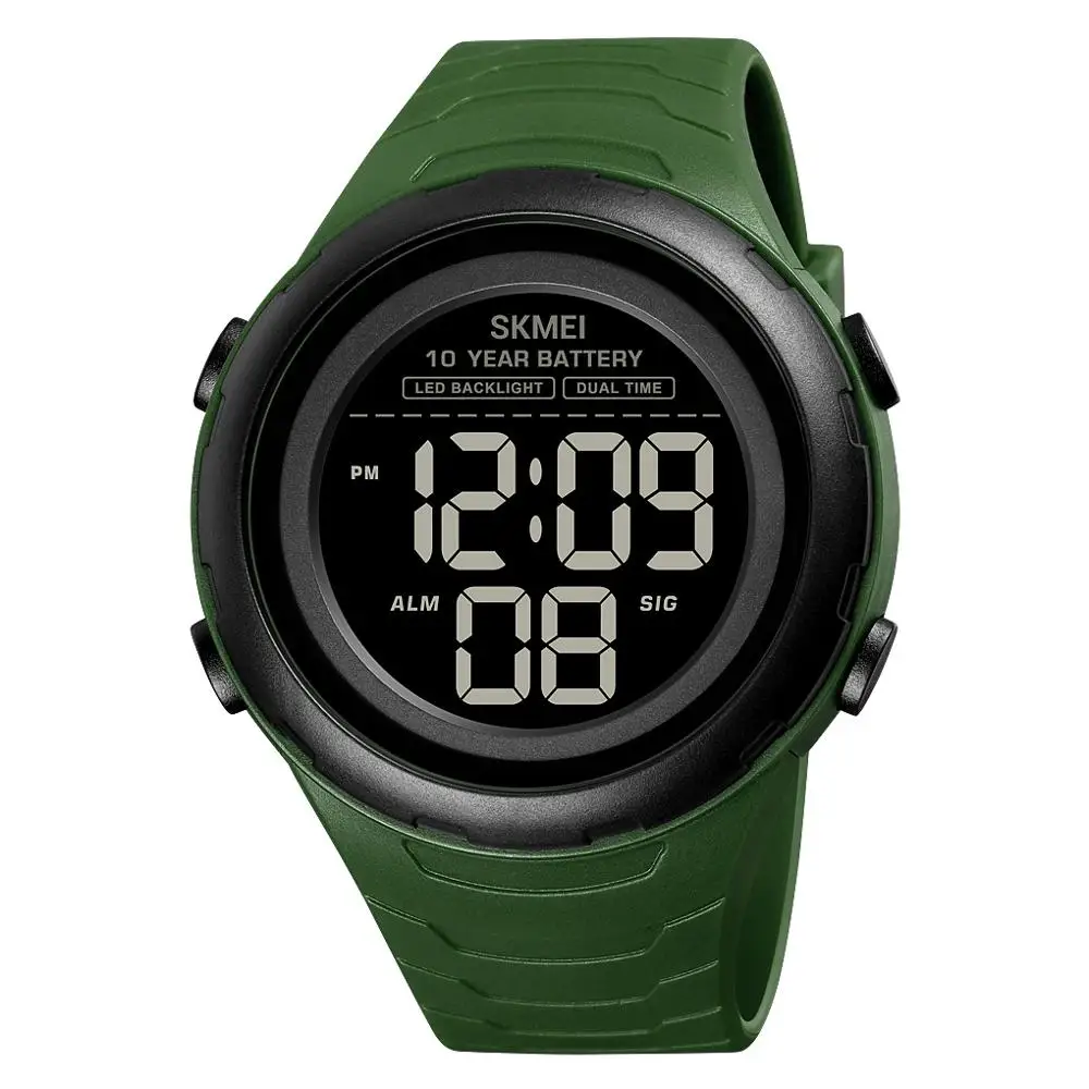 

SKMEI 10 Year Battery Digital Men's Watch LED Dual Time Waterproof 12/24 Hour Male Wristwatch Electronic Sport Clock Reloj 1675