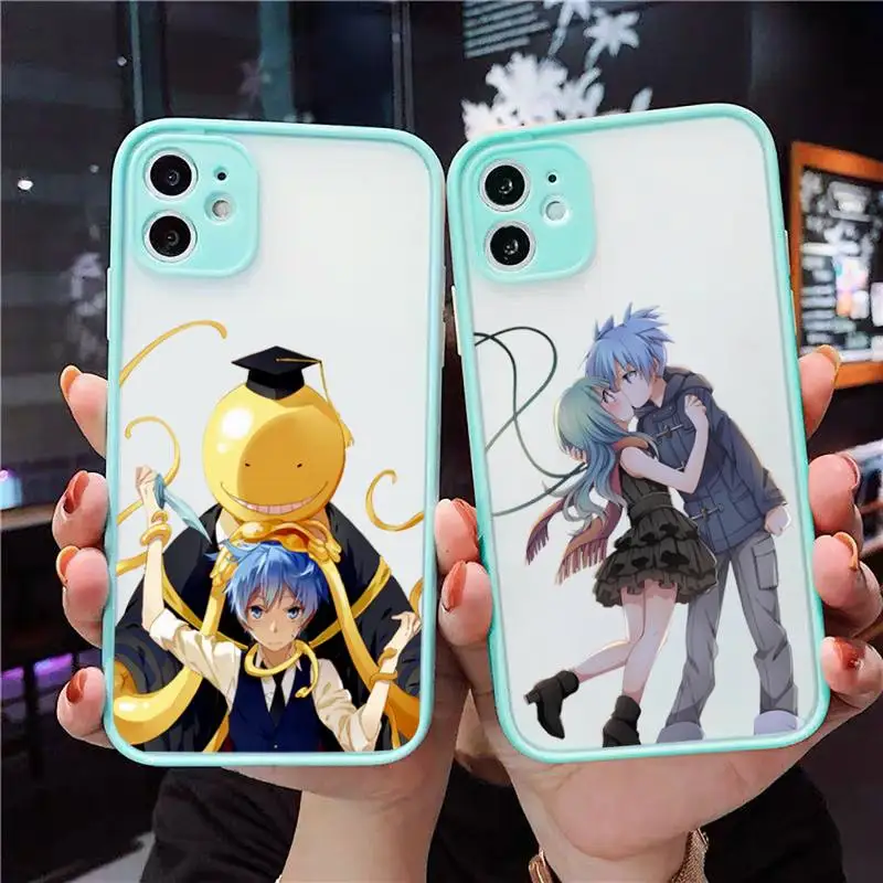 

Assassination Classroom Phone Case For iPhone 12 11 Mini Pro XR XS Max 7 8 Plus X Matte transparent blue Cover