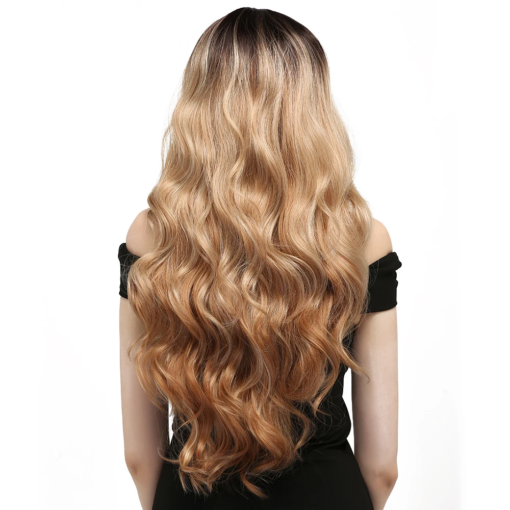 Мёд блондинка синтетические парики для женский черный корень Романтический