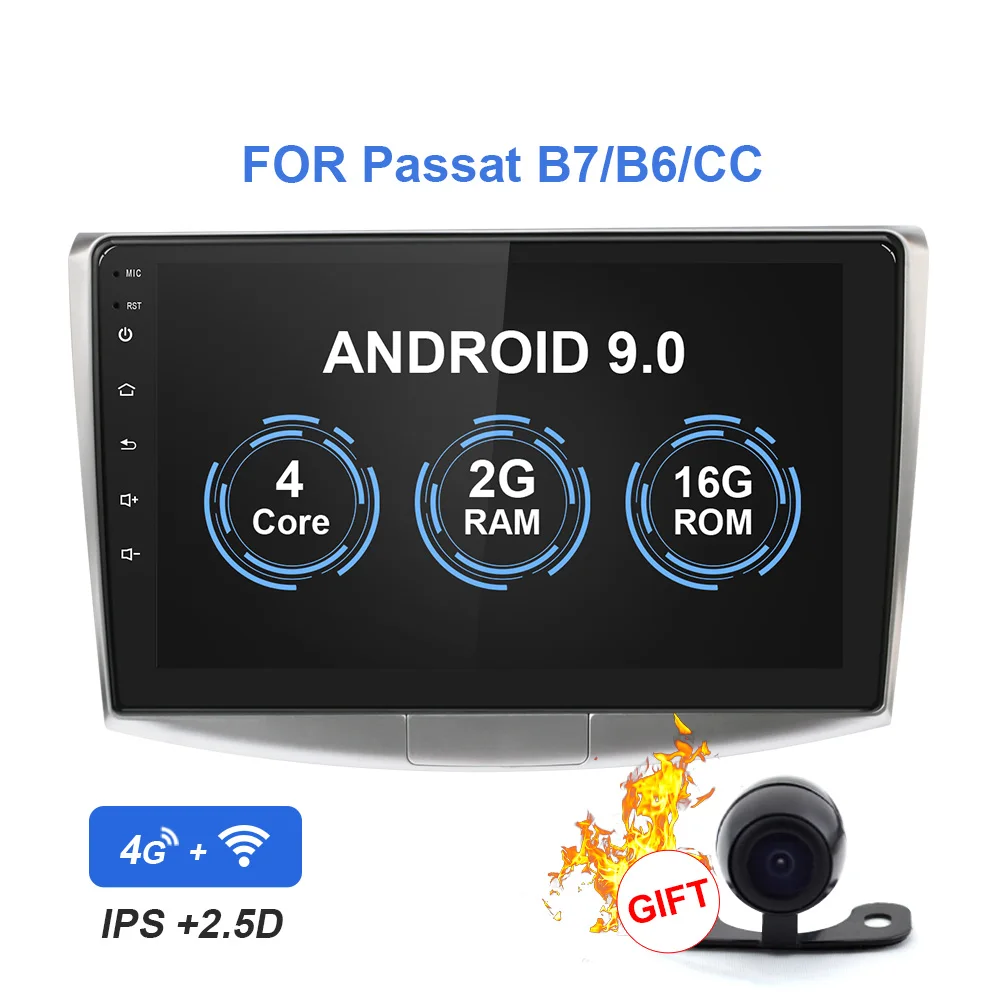 2G RAM 16 ROM EBILAEN автомобильный Радио мультимедийный плеер для VW Volkswagen Passat B7 B6/Magotan 2Din Android 9,0 автомобильное радио с GPS навигационная система DVR камера - Цвет: 2G RAM 16 ROM