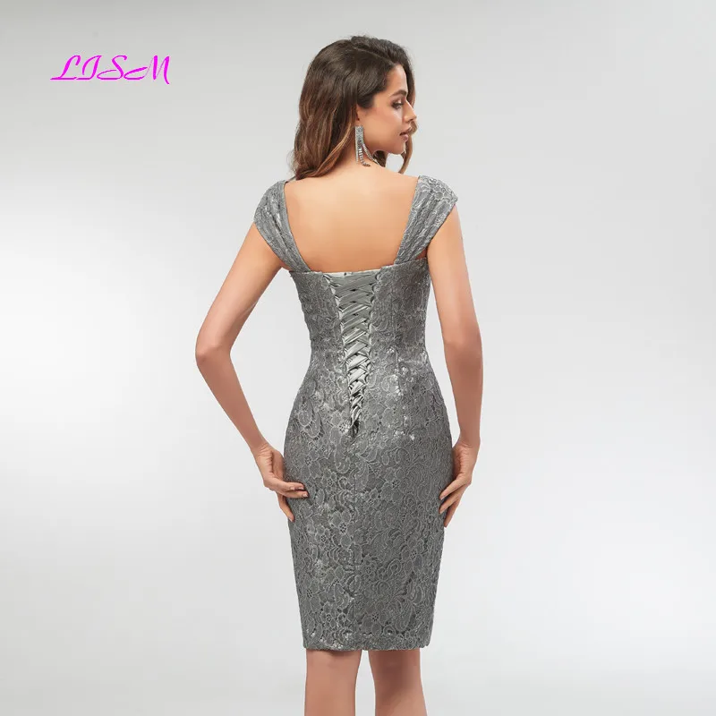 Short Lace Mother of The Bride Dress with Chiffon Jacket Knee-Length Evening Formal Gowns Plus Size Dresses Custom made | Свадьбы и