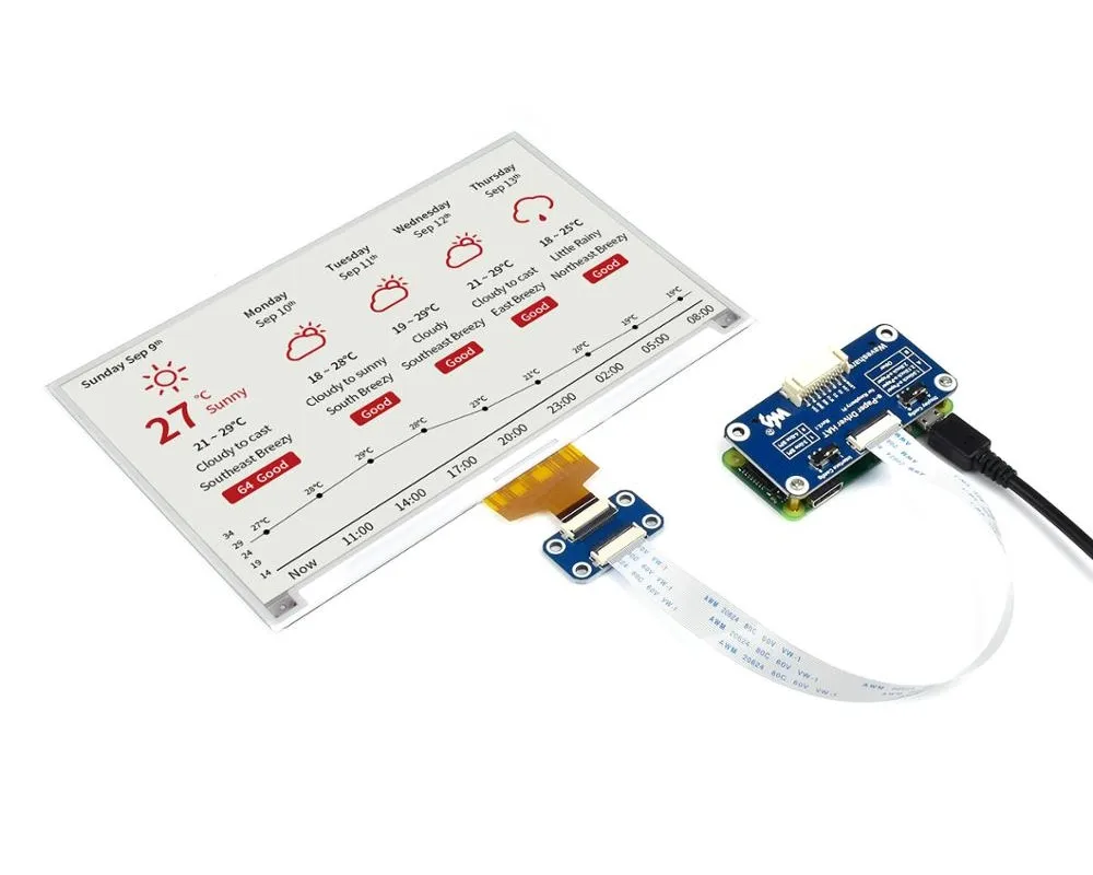 880*528 7 5 дюймовый E Ink дисплей шляпа для Raspberry Pi красный/черный/белый три