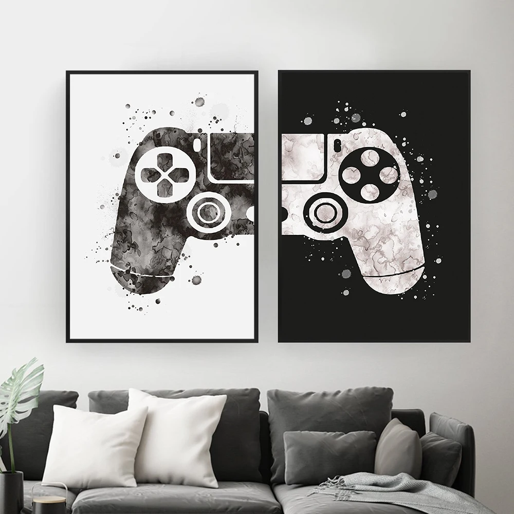 

Boys Game Posters Wall Art Canvas Painting Prints Gamepad Illustration for Kids Room Decoration Game Pictures Joystick Kids Gift