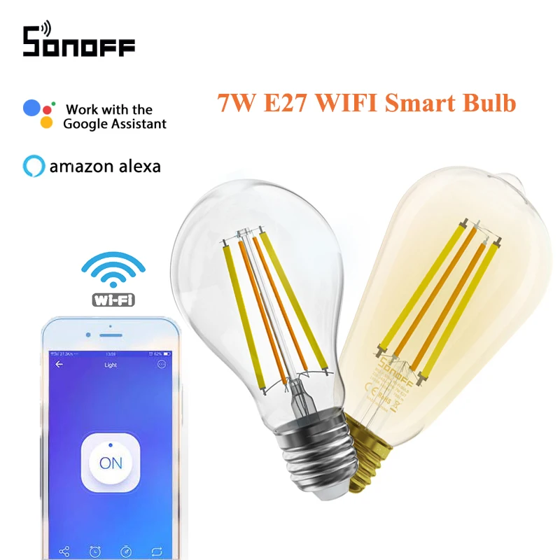 

Умная лампа SONOFF с Wi-Fi, 7 Вт, E27, 1/2/5 шт.