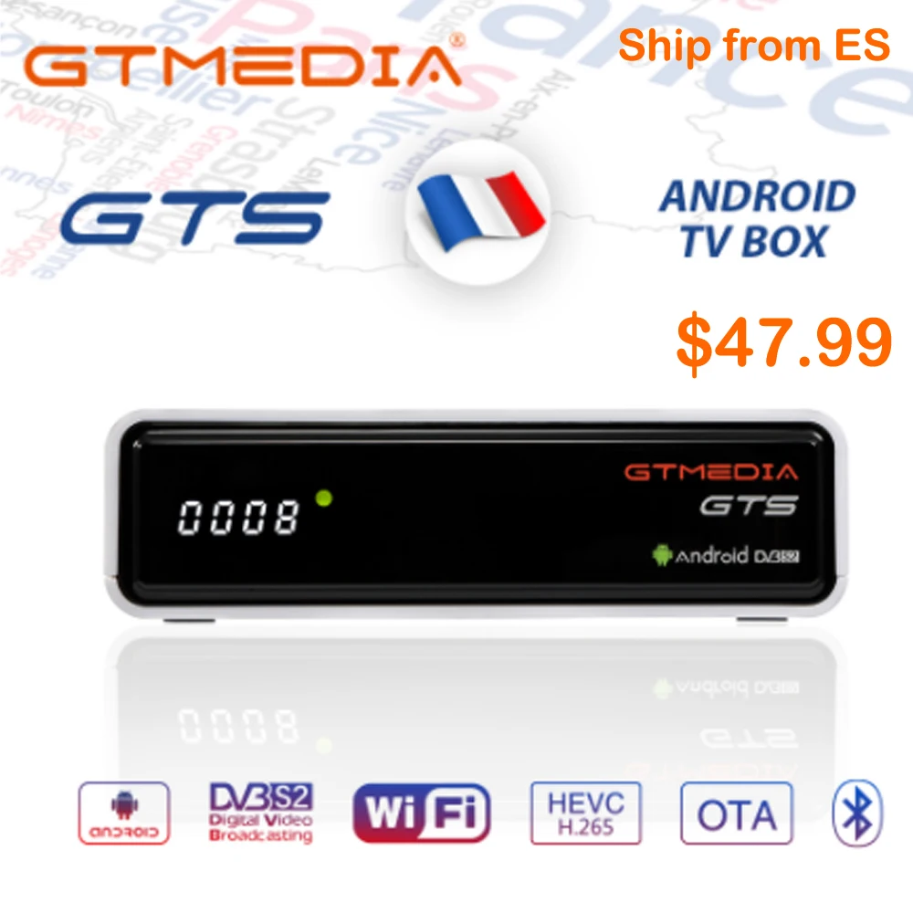 GTMEDIA GTS 4K Android ТВ приставка рецептор DVB-S2 Bluetooth спутниковый ресивер Поддержка Cccam IP tv m3u ТВ приставка PK freesat v8 nova - Цвет: GTS With 5 clines
