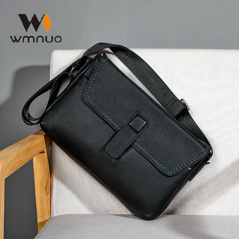 

100% оригинальная кожаная мужская сумка Wmnuo из коровьей кожи, деловая мягкая сумка-мессенджер с замком на одно плечо, Корейская вместительная ...