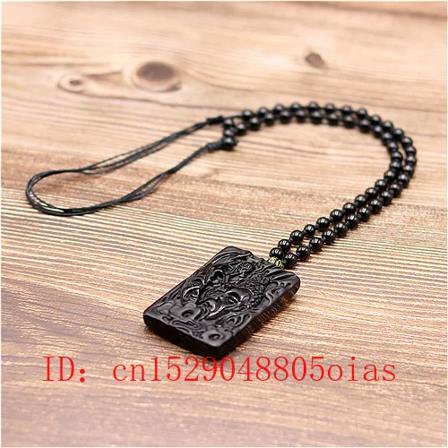 Натуральный черный обсидиан дьявол воин Кулон Бусы Ожерелье модное очарование