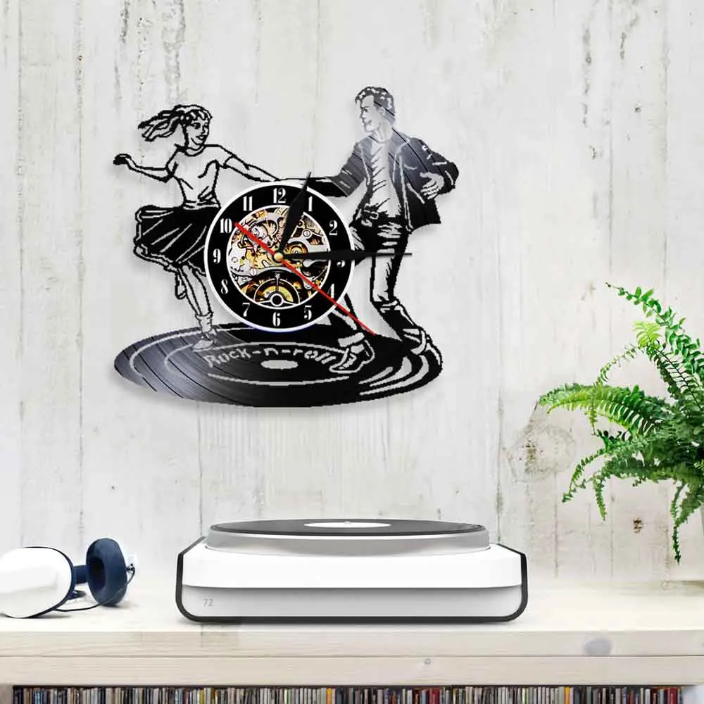 Диско виниловая запись настенные часы Рок н ролл танцевальные танцор