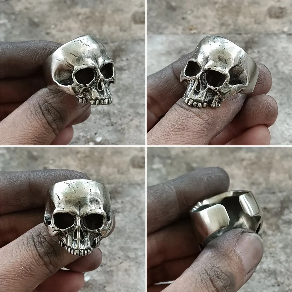 LINSION Cupronickel огромное кольцо с черепом мужские байкерские Рок Панк ювелирные