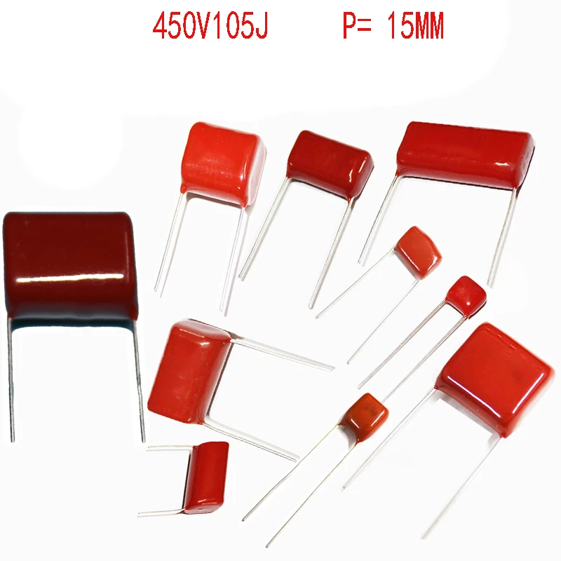 Новинка 20 шт. CBB21 450V105J 1 мкФ шаг 15 мм 105J 450 в CBB полипропиленовый пленочный