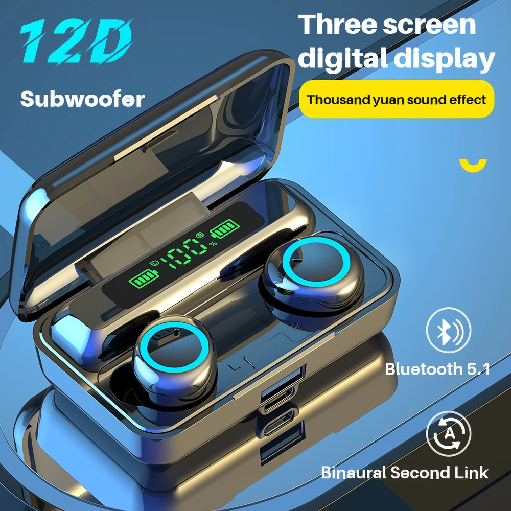 

F9 Wireless Headphone Bluetooth Earphones Waterproof Earpieces Sport Earbuds TWS Music Headset F9-3 For Huawei Iphone Xiaomi