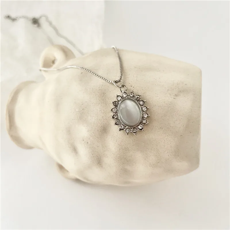 Модное изящное ожерелье с опаловым цветком и микроскопом для девочек