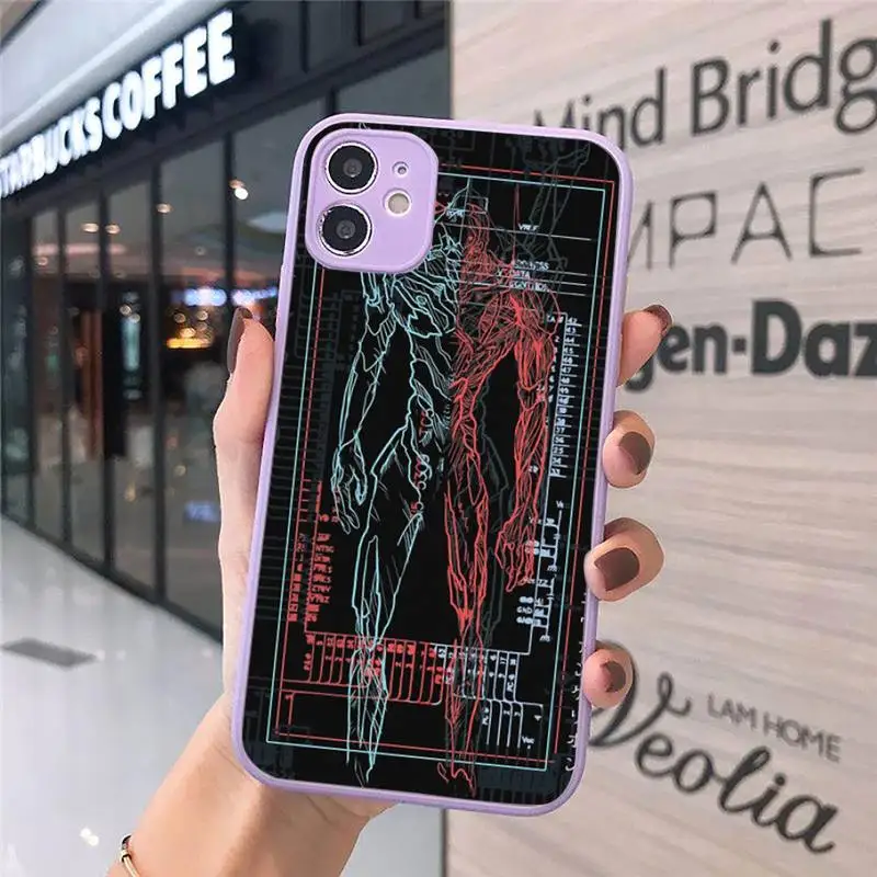 

Japanese EVANGELIONS Anime Phone Case For iPhone 12 11 Mini Pro XR XS Max 7 8 Plus X Matte transparent Purple Back Cover