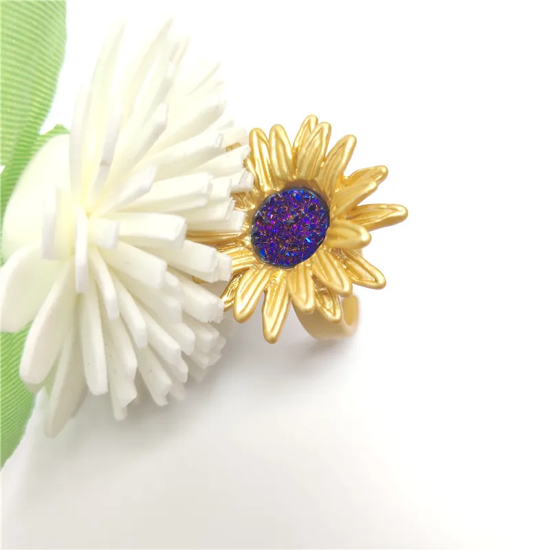 Summer new van gogh sunflower color sense simple temperament open ring | Украшения и аксессуары
