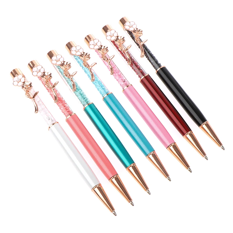

Шариковая ручка со стразами и цветами, шариковая ручка с сыпучим песком, подарок для школы и офиса
