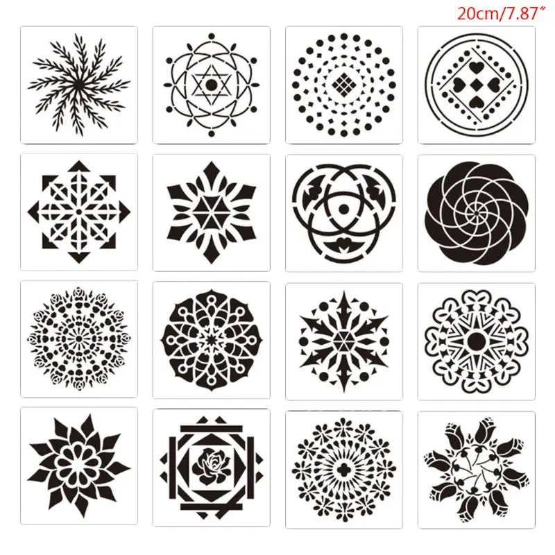 16 шт. трафарет с мандалой картина на стену искусственные камни деревянная