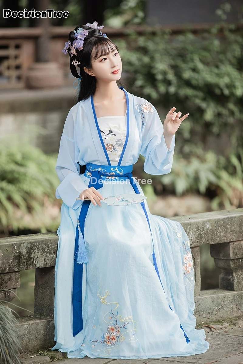 

2021 woman chinese traditional dance costumes elegant fairy performance hanfu embroidery oriental tang ancient photography dress