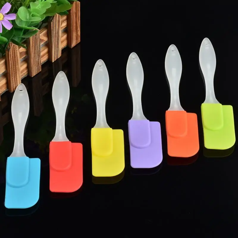 

mixed colors Kitchen utensil personalized silicone brush spatula cookie spatula with plastic handle LX8783