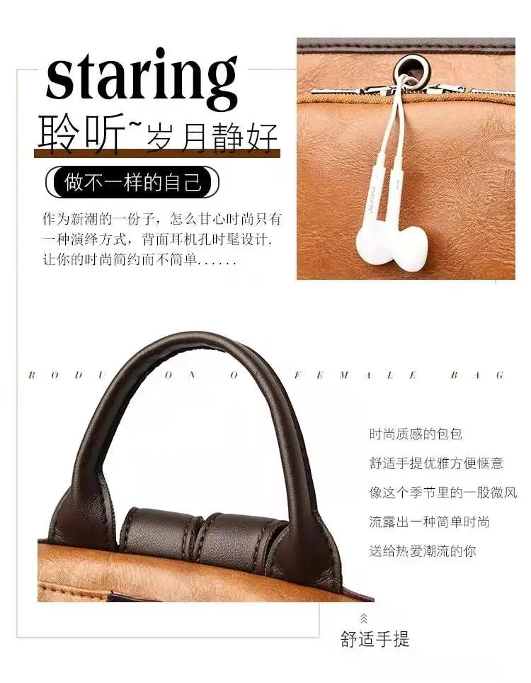 

Vintage PU Leather Backpack Women Big Capacity Travel Backpack Teenager School Bag Female Business Knapsack Luxury Bag