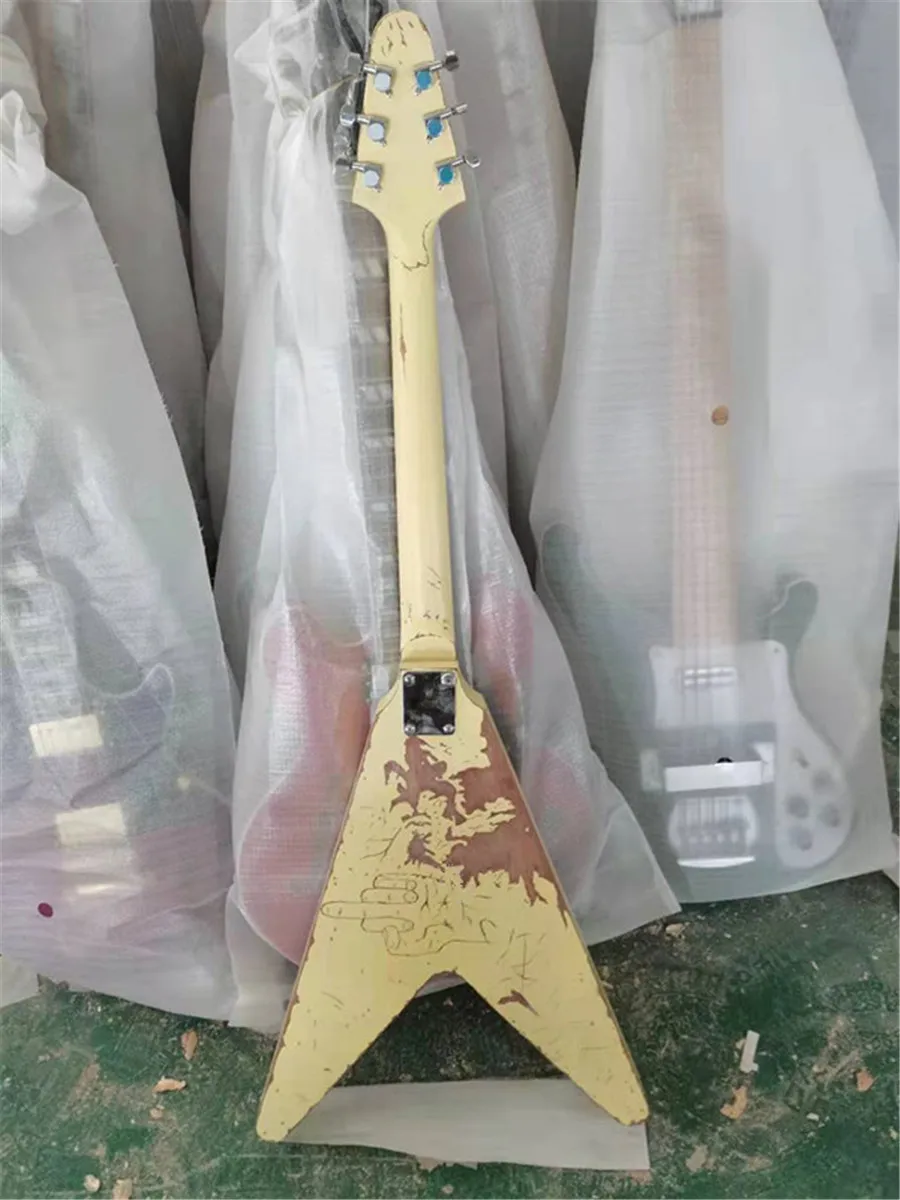 Free transportation 6-string retro flying V-shaped electric guitar rose fingerboard | Спорт и развлечения