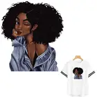 Красивые патчи для африканской девушки, термотрансферные экологически чистые футболки своими руками, полосатые наклейки на одежду, моющиеся термопатчи, одежда