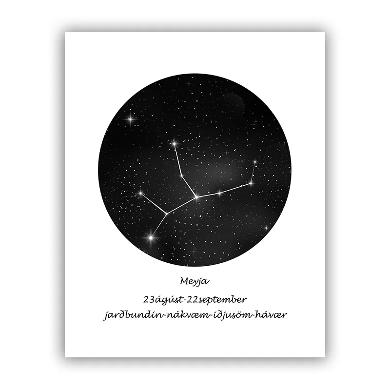 

Astrology Sign Canvas Poster Prints Constellation Nursery Wall Art Minimalist Geometric Painting Nordic Kids Decoration Pictures