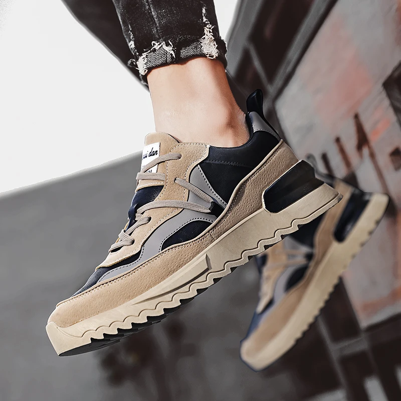 Универсальные мужские кожаные кроссовки на шнуровке многоцветная спортивная