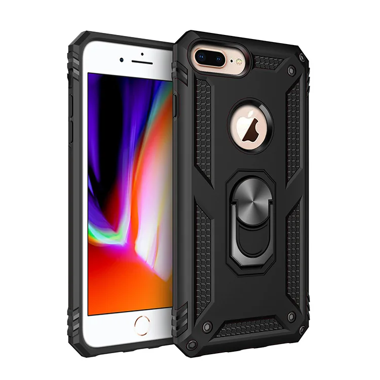 black Для iphone 7 чехол противоударный чехол автомобильный держатель кольцо корпус чехол для iphone 8 6 6S Plus 5 5S se& iphone X XR XS 11 pro MAX - Цвет: black