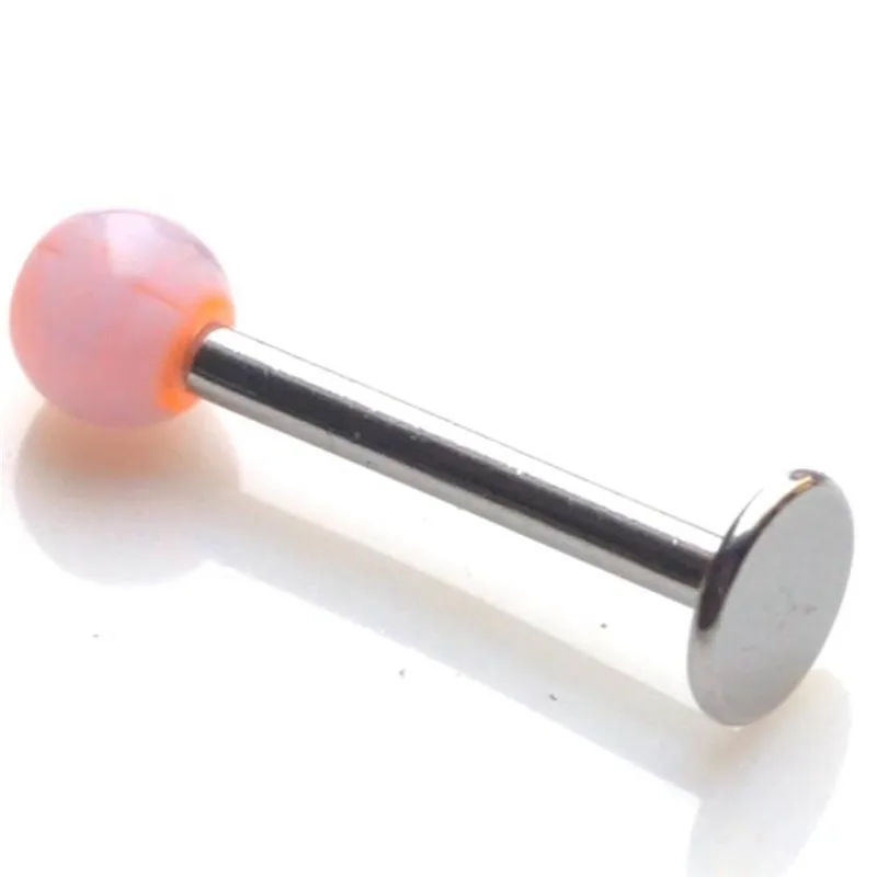 Pinksee 1 шт. разные цвета Нержавеющая сталь губ шпильки шарик из эпоксидной смолы