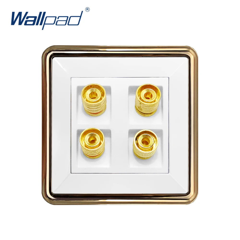 

Wallpad 4 Pin Audio Socket Wall Electrical Power Socket Outlet Gold Panel 110-250V