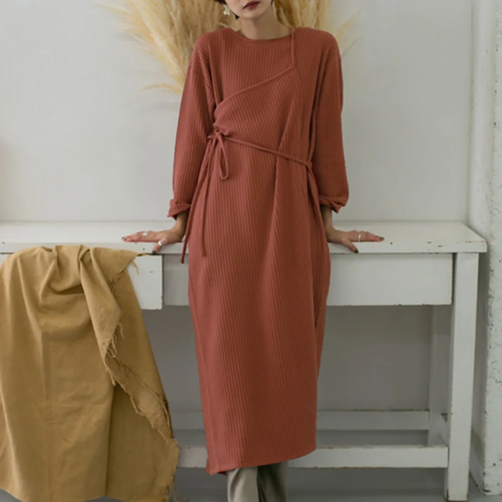 Женские осенние шикарные платья в Корейском стиле женские черные вязаные