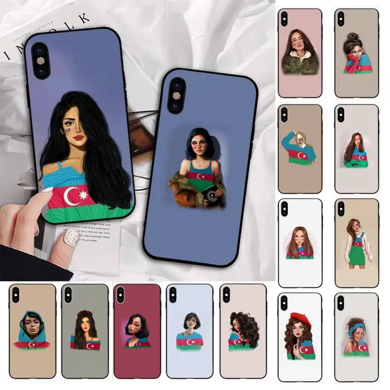 

Azerbaijan buta flag fashion girl Phone Case for iphone 13 11 12 pro XS MAX 8 7 6 6S Plus X 5S SE 2020 XR cover