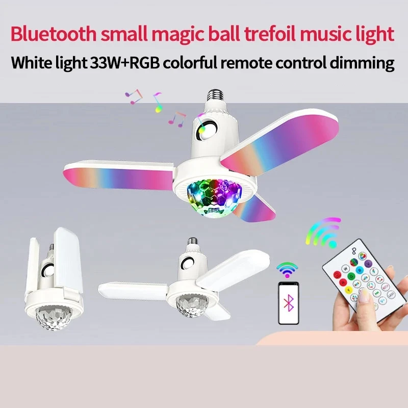 

Crystal Ball Bluetooth LED Bulb Wireless LED Lamp Stage Light Music Smart Life Home Lighting E27 3Leaves Deformed Bulb Lamp
