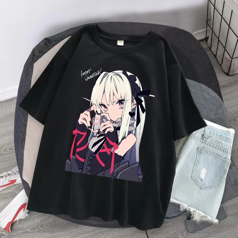 

Kawaii Cartoon Pink Top Short Sleeve Punk Crop Bear print Summer Casual Cute Women T shirt Tee Fashion black clothing