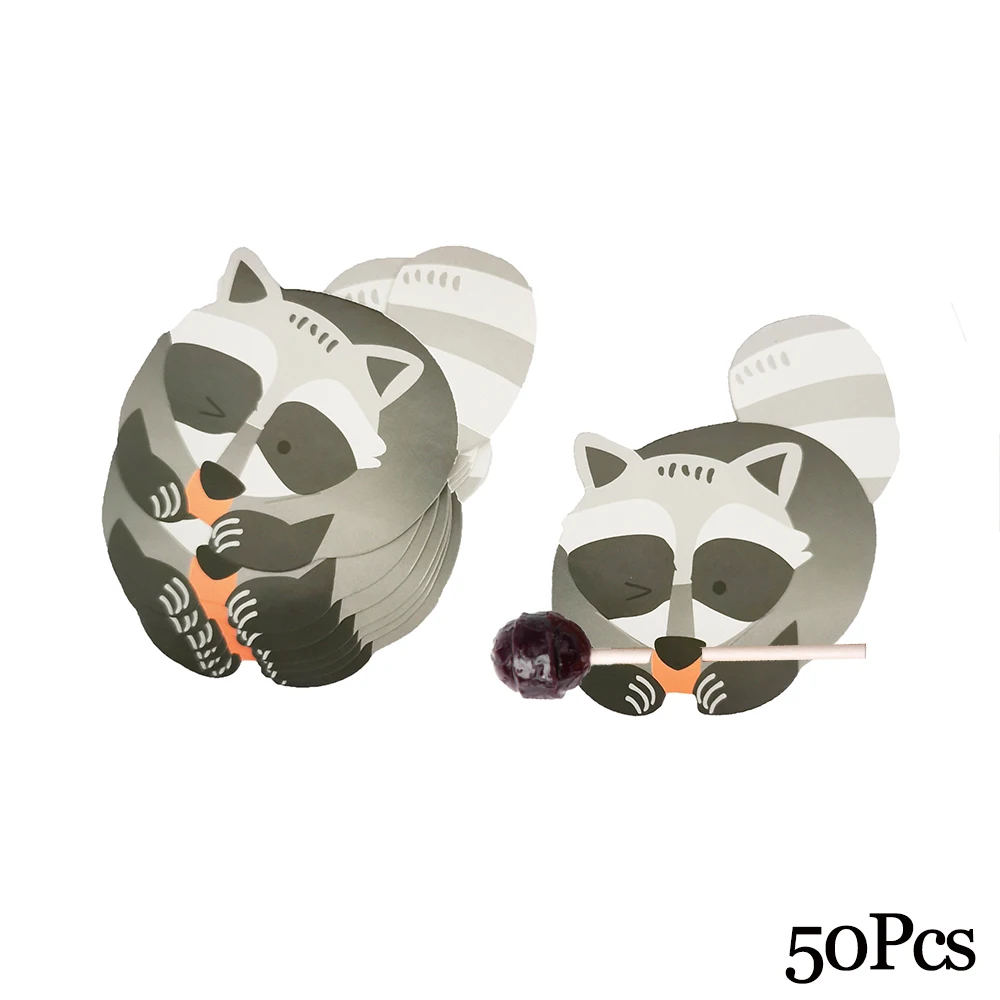 50Pcs Fox Держатель для леденцов, бумажные карты для конфет, леденец, украшение, карта с мультяшным принтом, на Хэллоуин, Рождество, день рождения, конфета, аксессуары - Цвет: 50Pcs Fox
