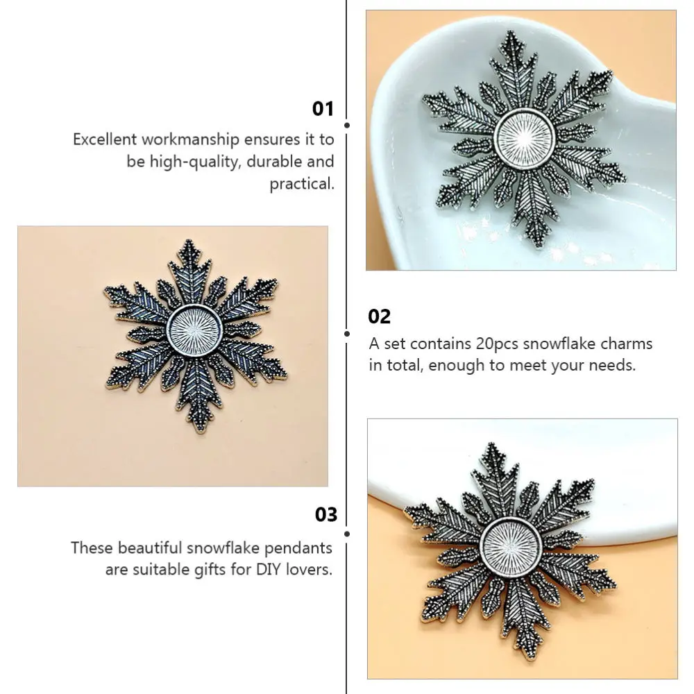 

20Pcs Alloy Snowflake Pendants Beautiful Jewelry Findings DIY Craft Supplies