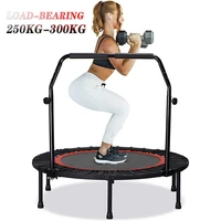 foldable exercise fitness trampoline with handrail adults kids mini spring trampoline home gym workout jumping cardio trainer