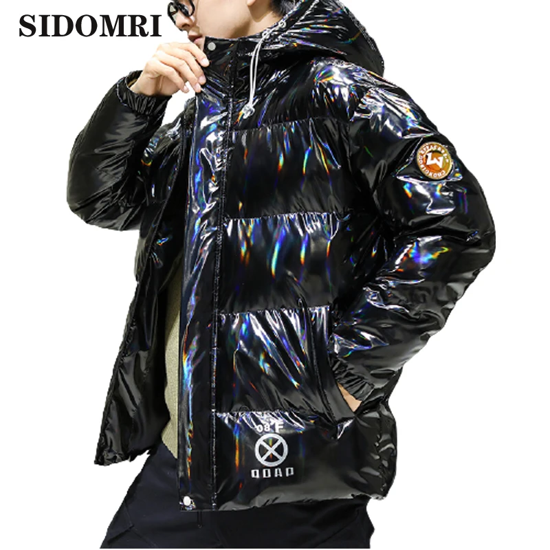Down jacket men winter new collection 90% white duck down coat warm wear hooded jacket windbreaker  shiny fabric high quality
