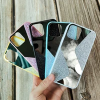 candy double color glitter phone case s shape reflective makeup mirror protection cover for iphone 11 12 pro max mini 7 8 plus