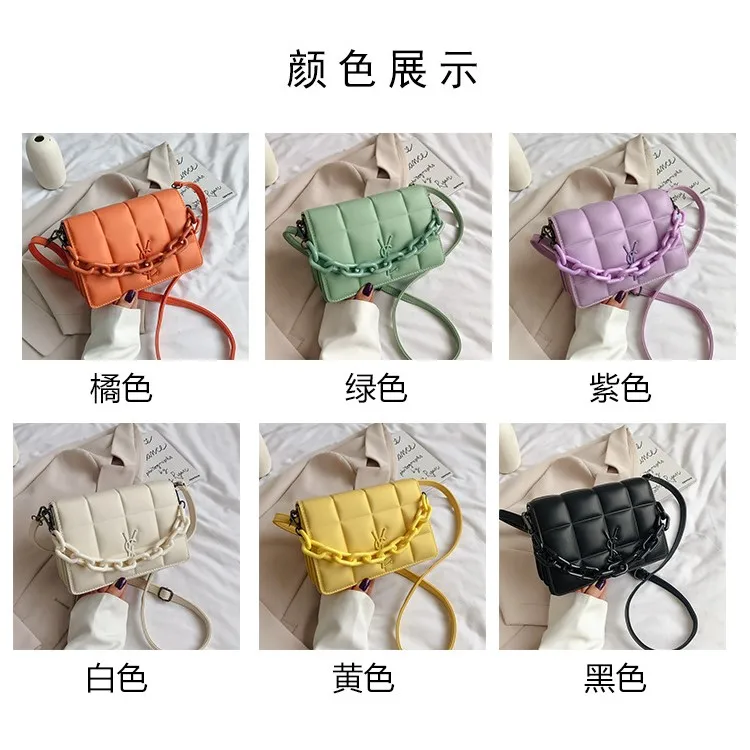 

2020 New Fashion Bag Crossbody Women's Net Red Fashion Rhombus White Chain Shoulder Bag Student Small Bag