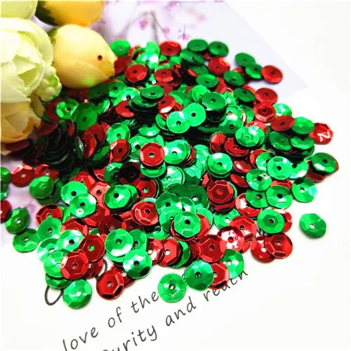 Green Red 6 мм разноцветная чашка, круглые Блестки, свободные ПВХ блестки, сделай сам, Швейные Блестки, одежда для платья, сумки, одежда, свадебные аксессуары для рукоделия, 20 г - Цвет: Green Red