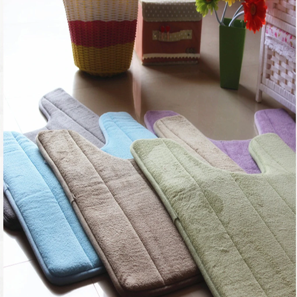 

High Quality 1PC Memory Cotton Toilet Mat Carpet Anti-slip Elastic Bathroom Mat