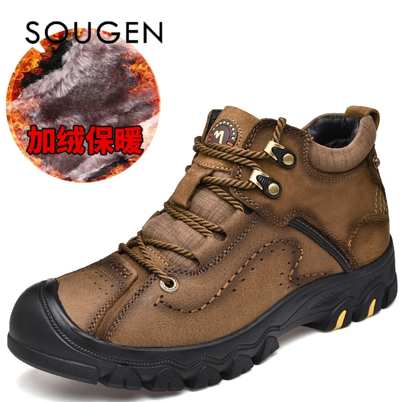 Зимние ботинки мужская обувь кожаные зимние модные мужские рабочие повседневные